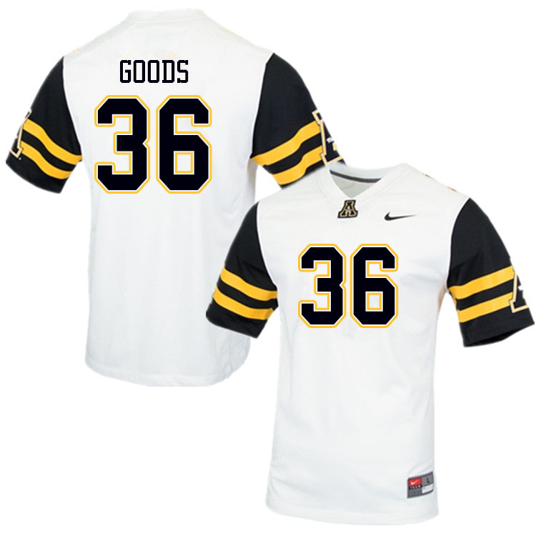 Men #36 Montel Goods Appalachian State Mountaineers College Football Jerseys Sale-White
